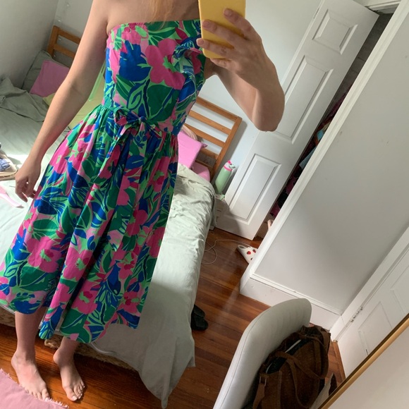 J Crew one shoulder floral dress pink blue and green size Small - Picture 2 of 6